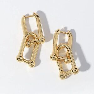 NEW 14k Gold Plated Chunky U-Shape Link
Chain Earrings
